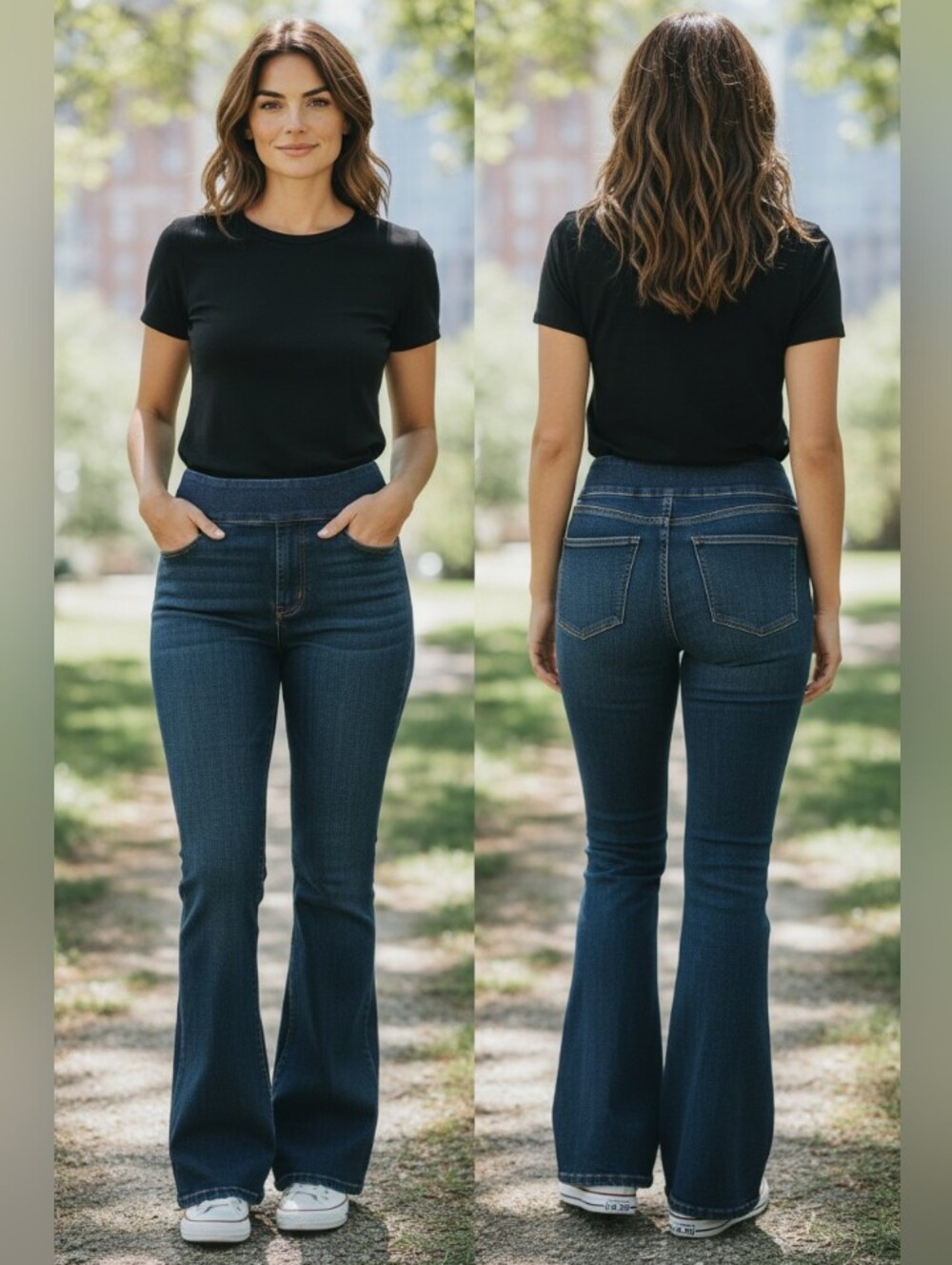 Jessica Simpson Women's Blue Flawless Pull-On Flare Soft Jeans Pants Size 29